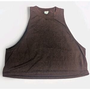 Urban Renewal Outfitters Brown Cutoff Tank Mock Neck Vintage USA Fabric Top Sz S